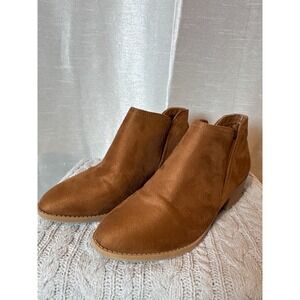 Kids Brown Suede Ankle Boots Side Zip Western Style Size‎ 4